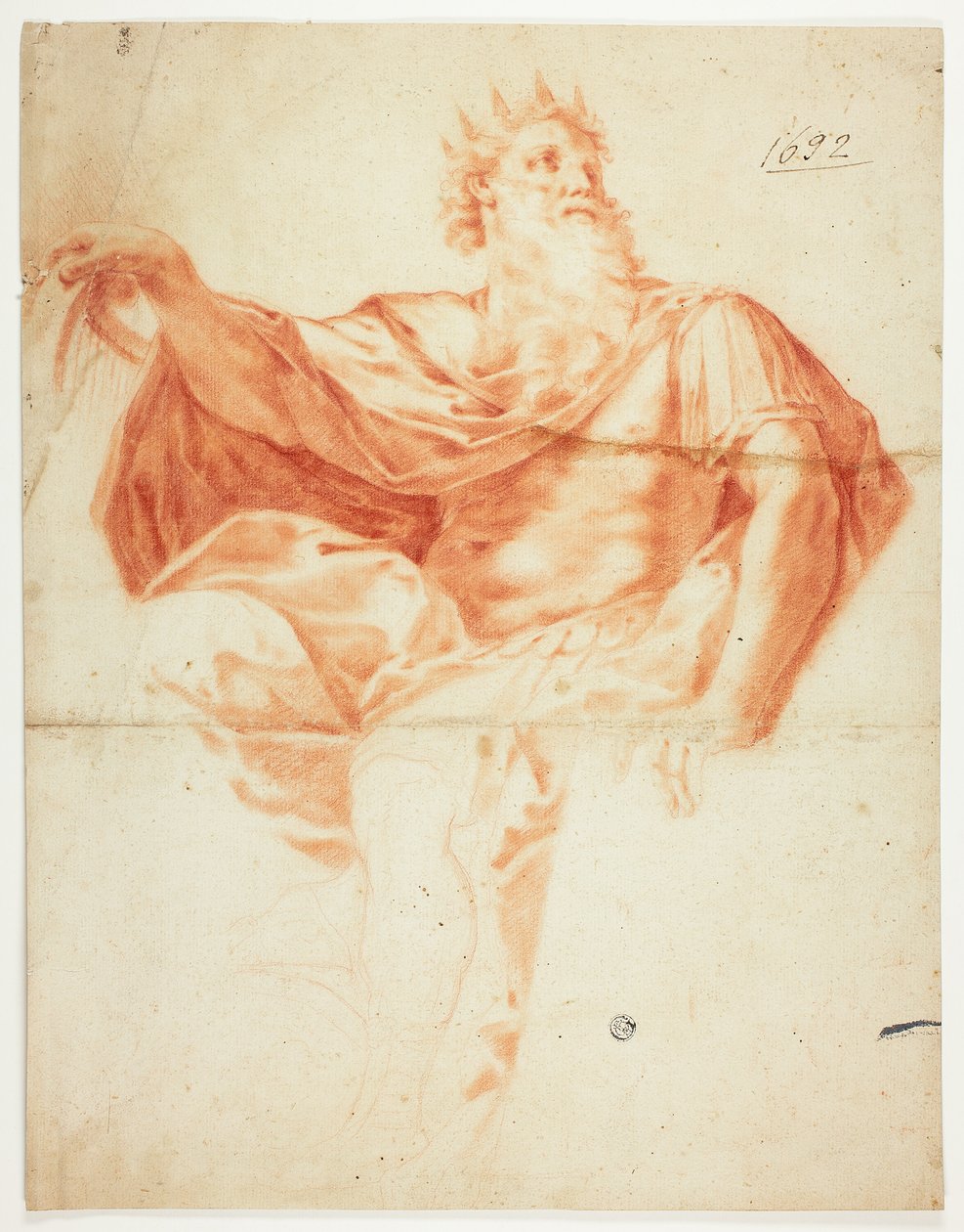 Studie for kong David, med harpe og salmebok av Guido Reni
