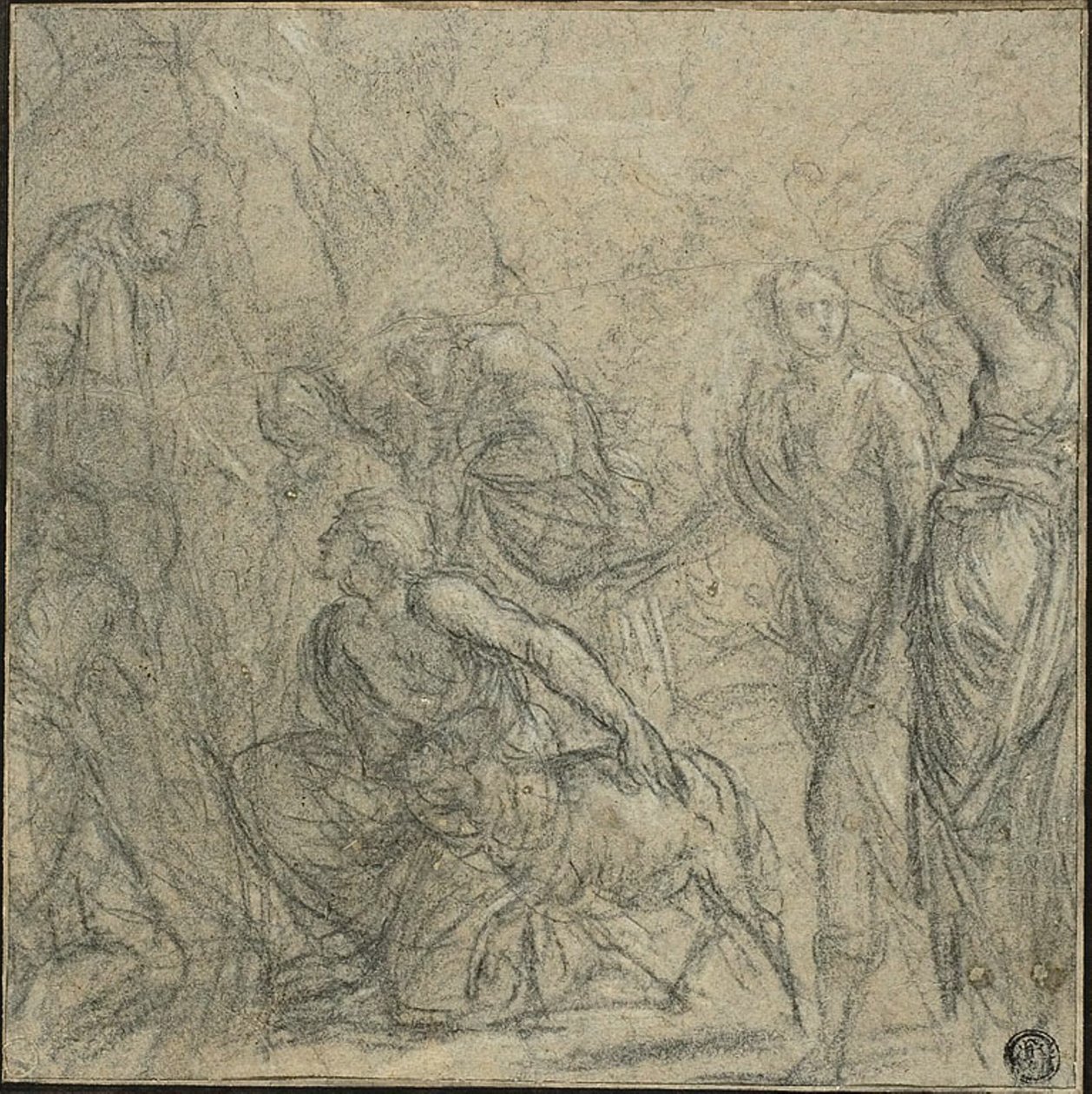 Studie for Saint Benedict mottar gaver fra bøndene av Guido Reni