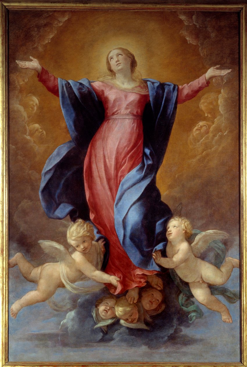 The Assumption of the Virgin Maleri av Guido Reni kalt Guiden (1575-1642) 1637 Sun. 2,42x1,6 m Lyon, Musee des Beaux Arts av Guido Reni