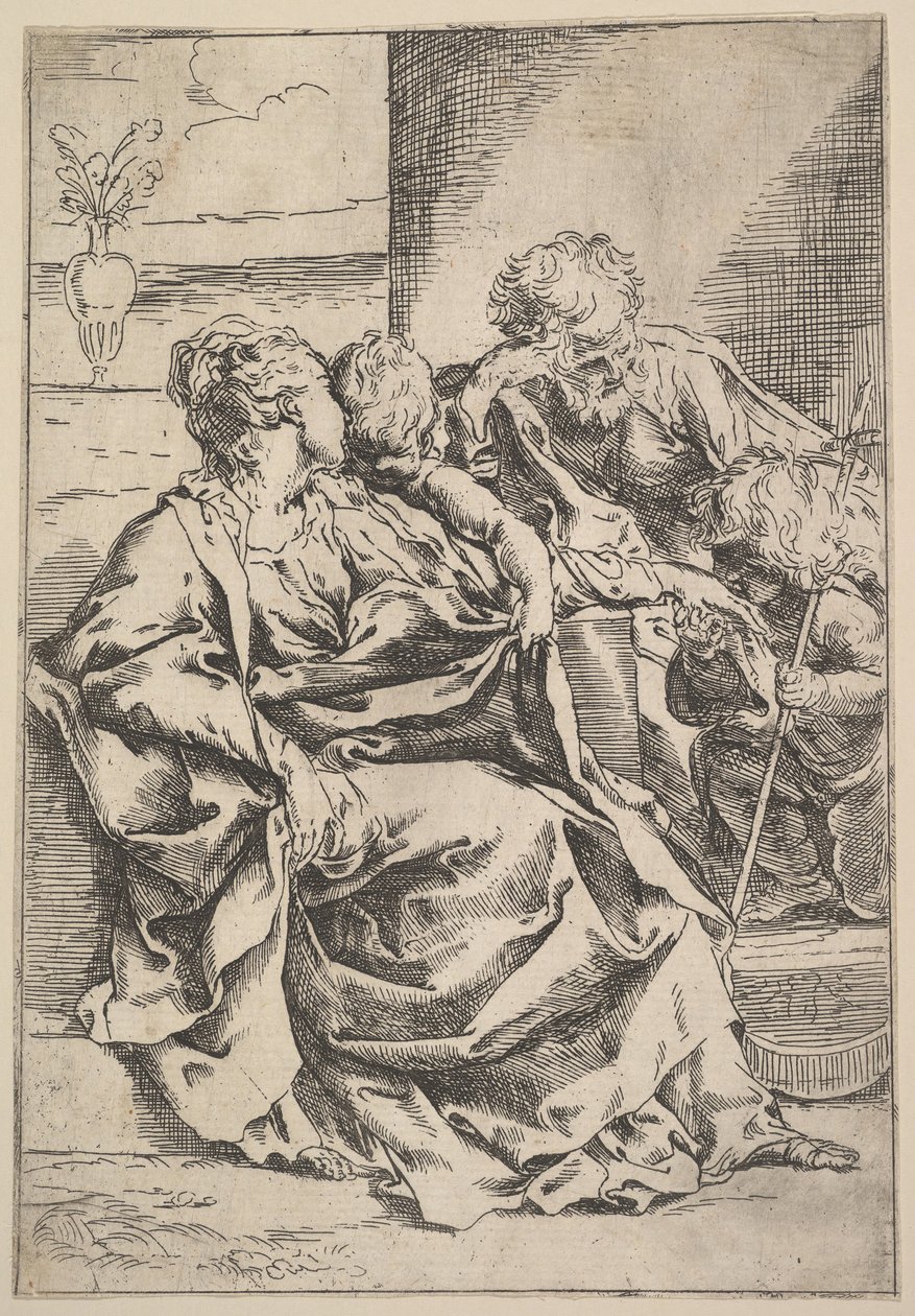 Den hellige familie, ca. 1595-1600. av Guido Reni