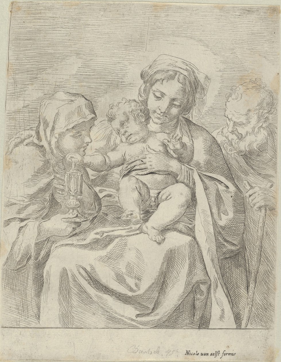 Den hellige familie med Saint Clare, 1590-1600. av Guido Reni