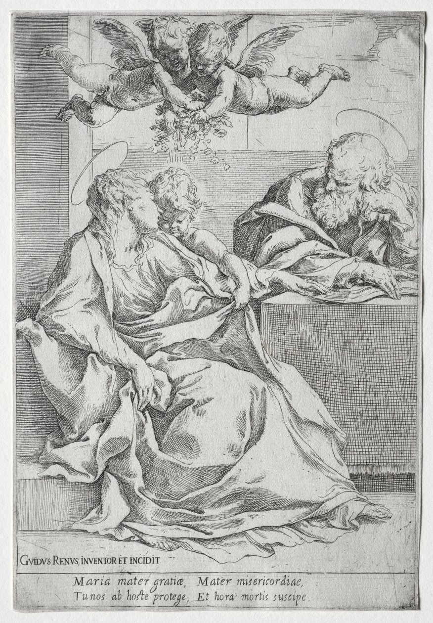 Den hellige familie med to engler av Guido Reni