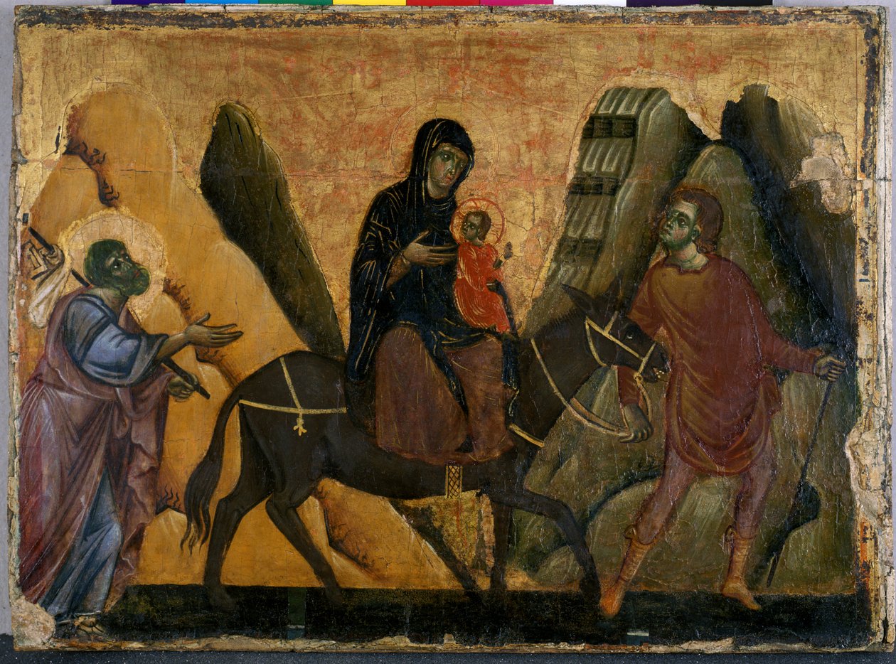 Flykten til Egypt (tempera på tre) av Guido da Siena