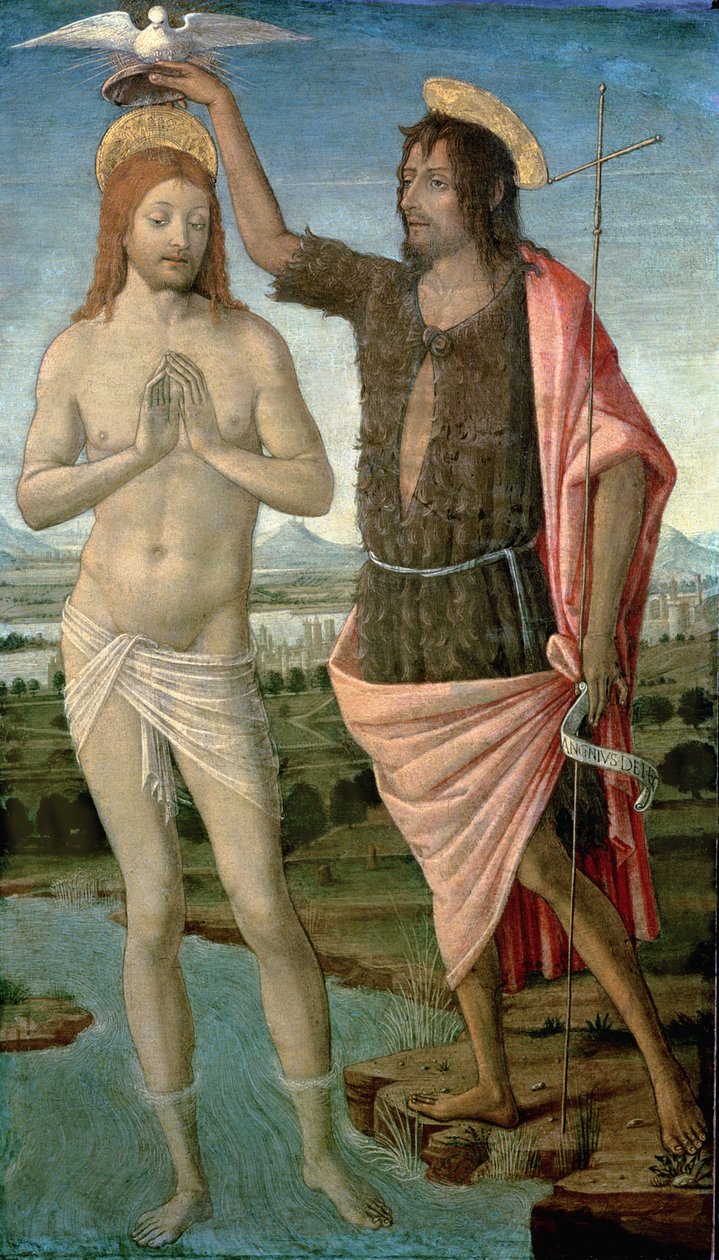The Baptism of Christ, 1486 (tempera på panel) av Guidoccio di Giovanno Cozzarelli