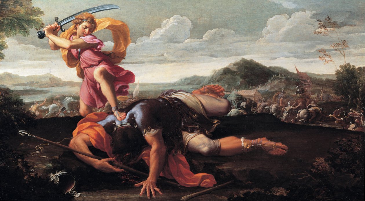 David og Goliat, 1650-1660 av Guillaime Courtois