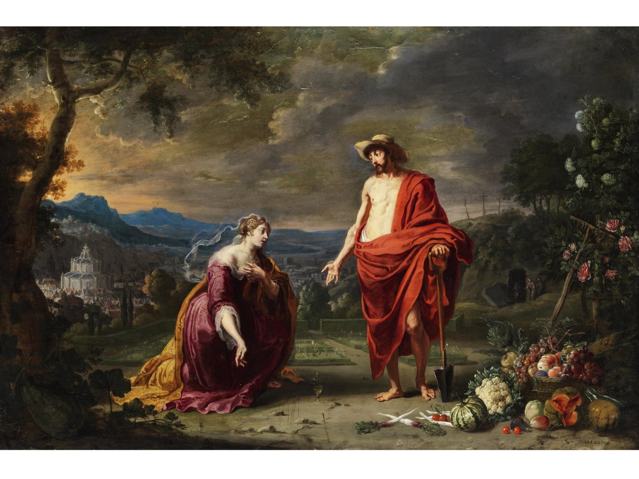 Jesus som gartner foran den kneiende Maria Magdalene. av Guillam Forchondt