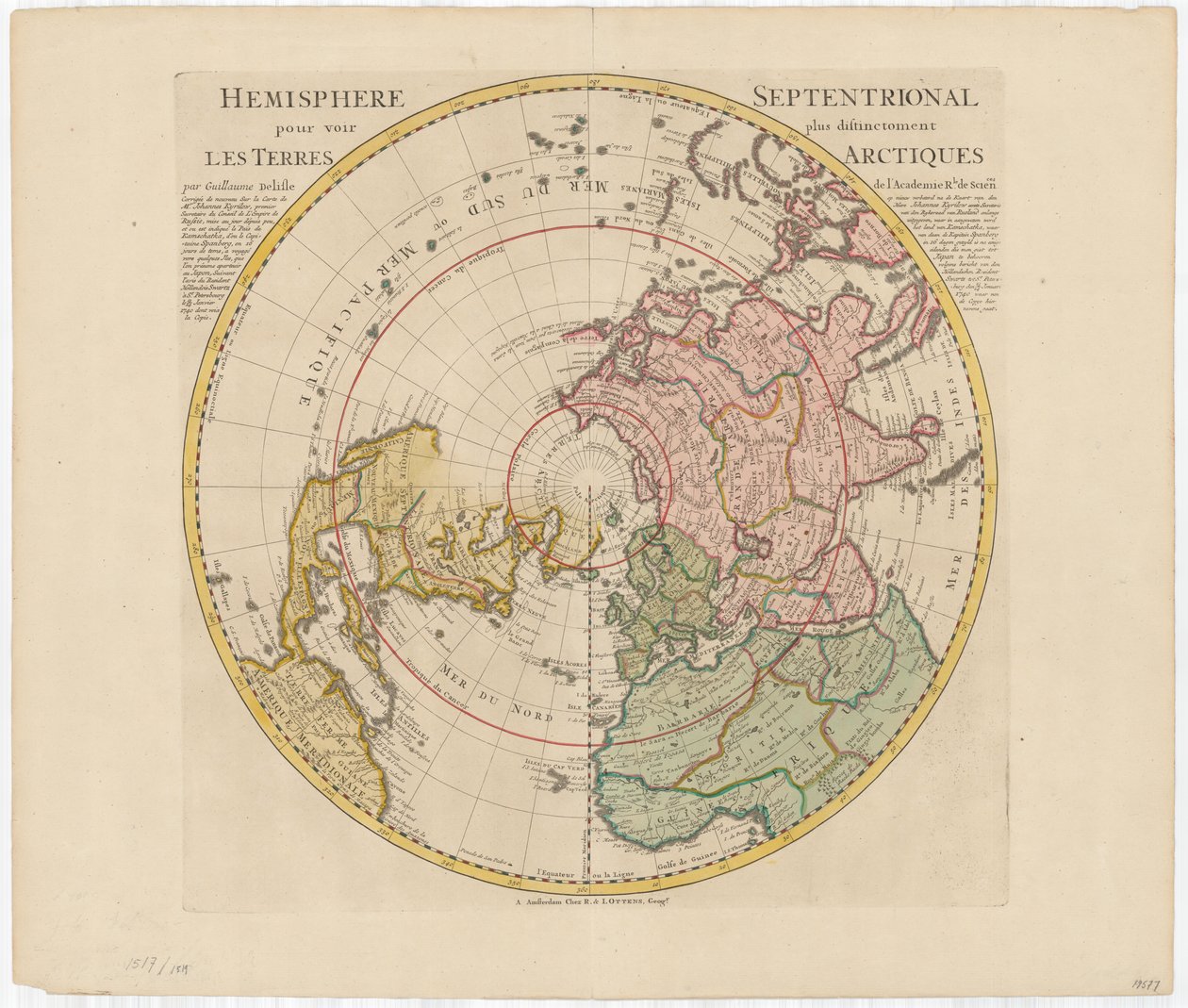 Nordlige halvkule for å se mer tydelig de arktiske landene av Guillaume Delisle