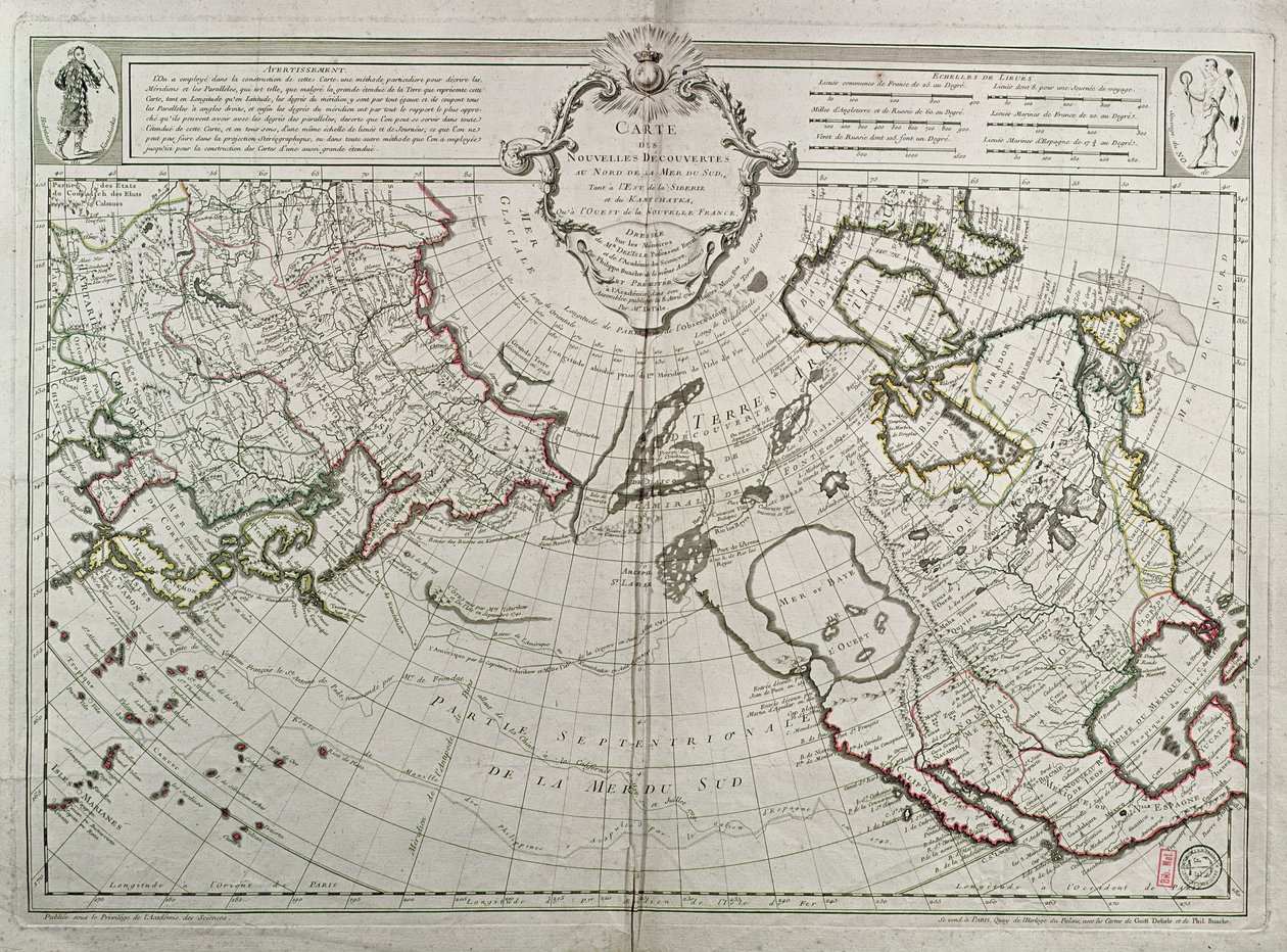 Kart over de nye oppdagelsene nord for sørhavet, 1750 av Guillaume Delisle