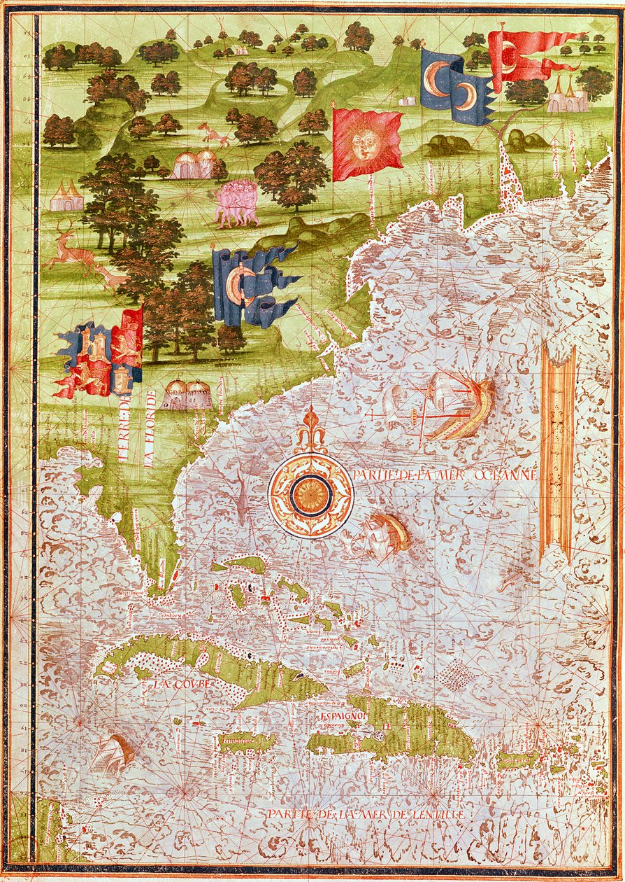 F.52v Kart over Florida og Antillene, fra 