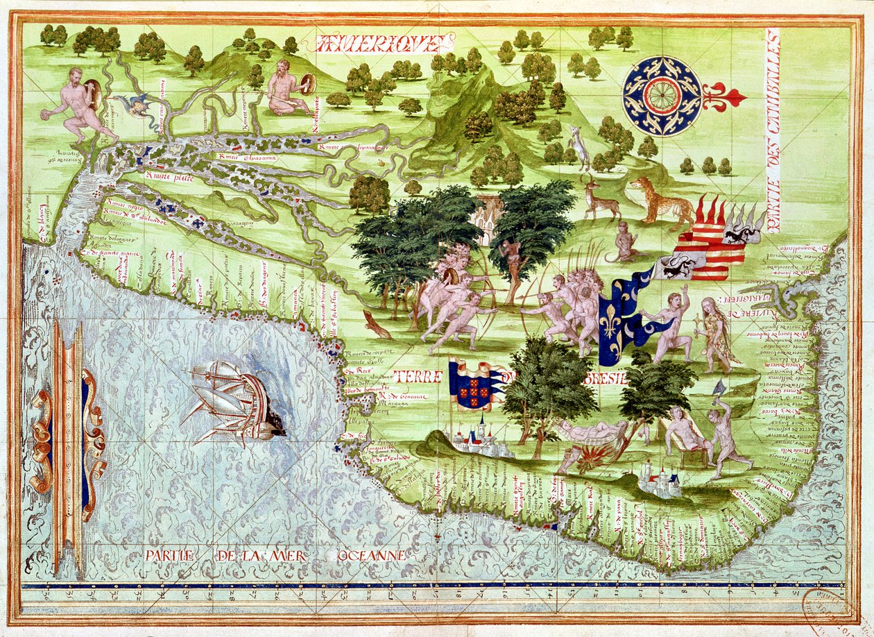 Fol.44v Kart over Brasil, fra 