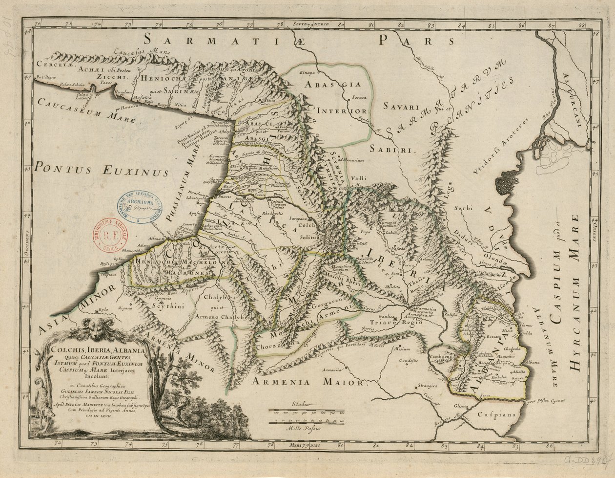 Colchis, Iberia, Albania som q., Kaukasiske folk, den andre som er Pontus av Guillaume Sanson