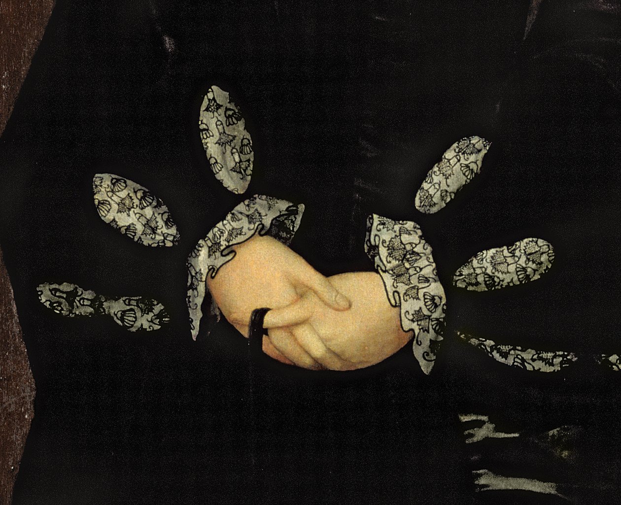 Svart broderi, c.1546 olje på paneldetalj av 231034 av Guillaume Scrots