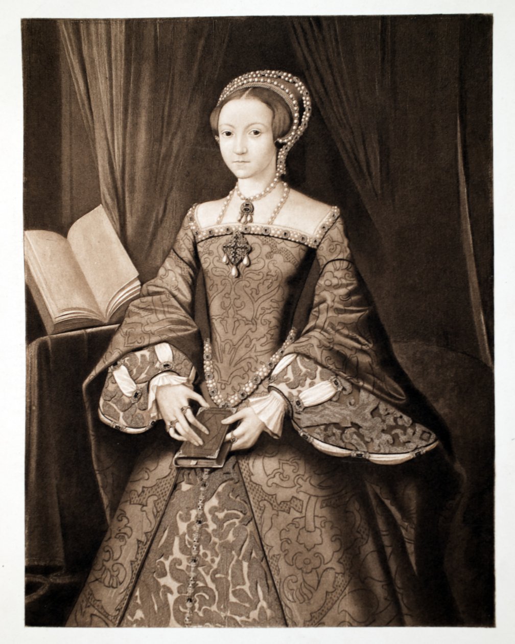 Prinsesse Elizabeth, senere dronning Elizabeth I, ca. 1547, pub. 1902 (kollotype) av Guillaume Scrots