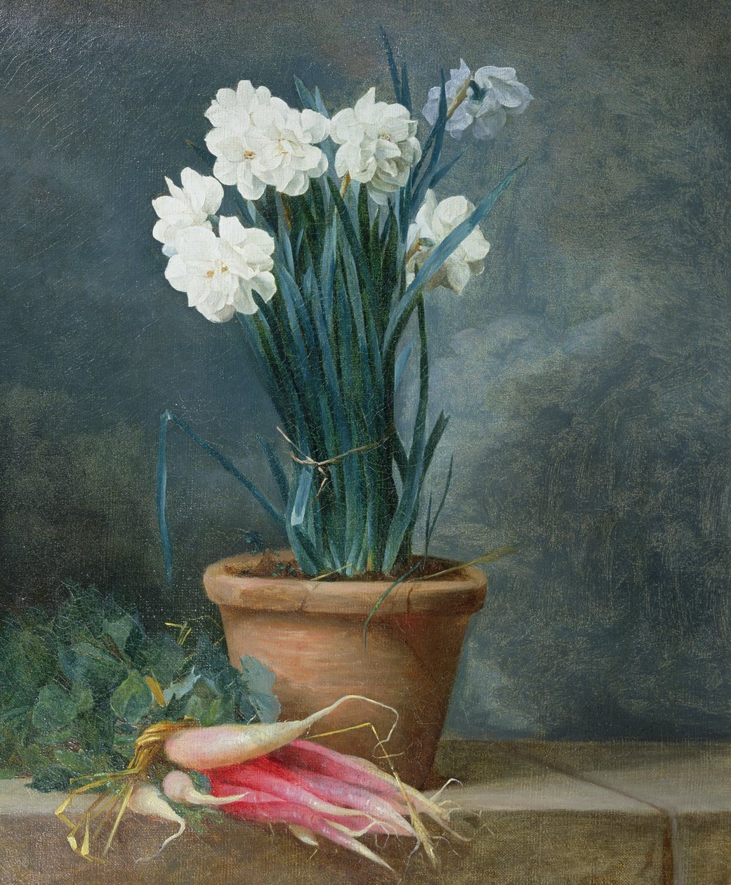 Stilleben av Narcissi i en terrakottagryte av Guillaume Thomas Raphael Taraval