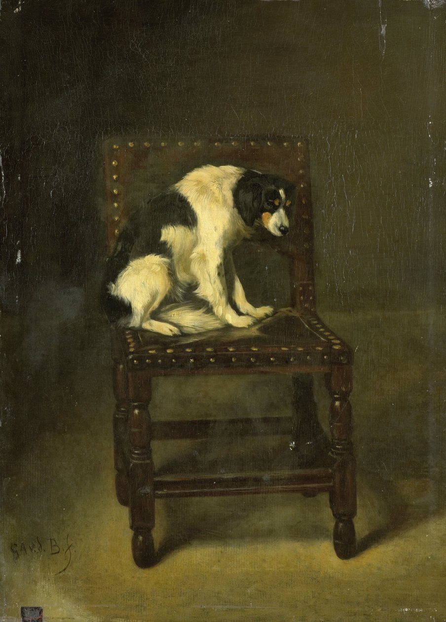 En hund på en stol av Guillaume Anne van der Brugghen
