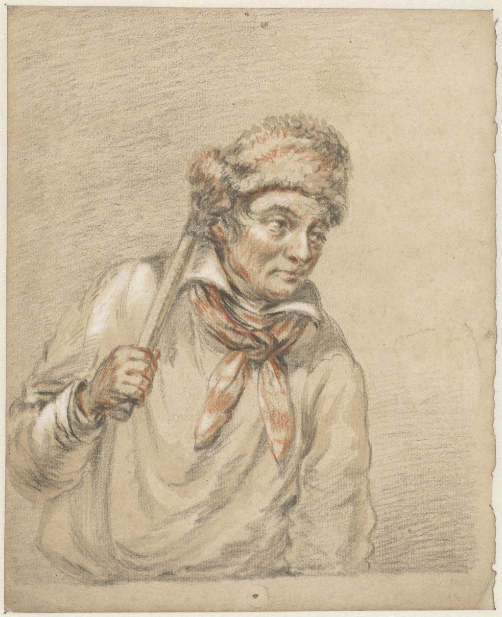 Mann med pelshatt på hodet av Guillaume Anne van der Brugghen