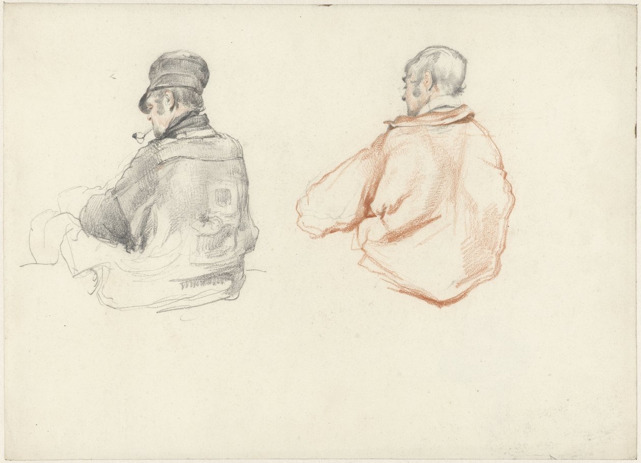 To studier av en sittende mann, sett bakfra av Guillaume Anne van der Brugghen