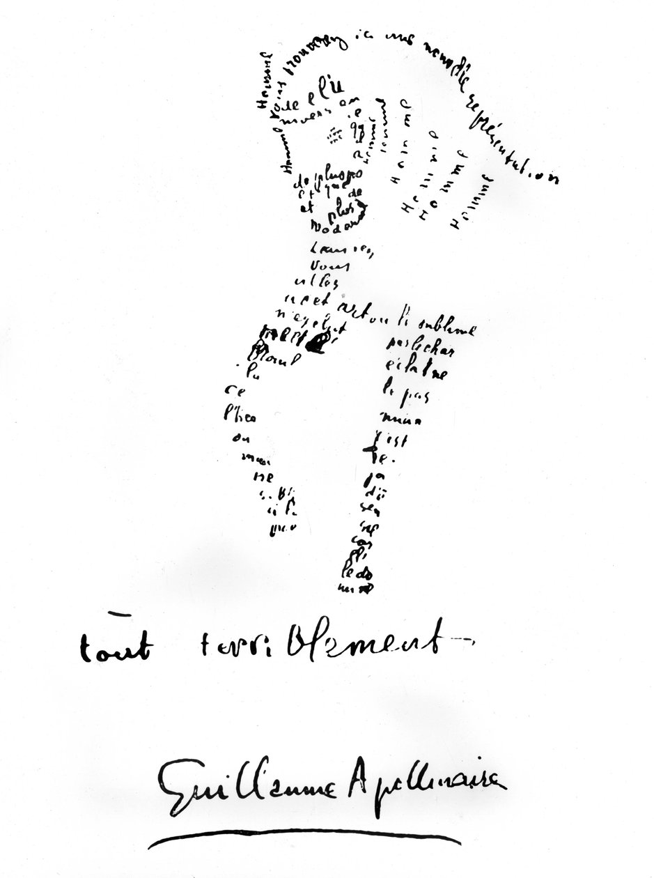 Hestekalligram 1917 (trykk) av Guillaume Apollinaire