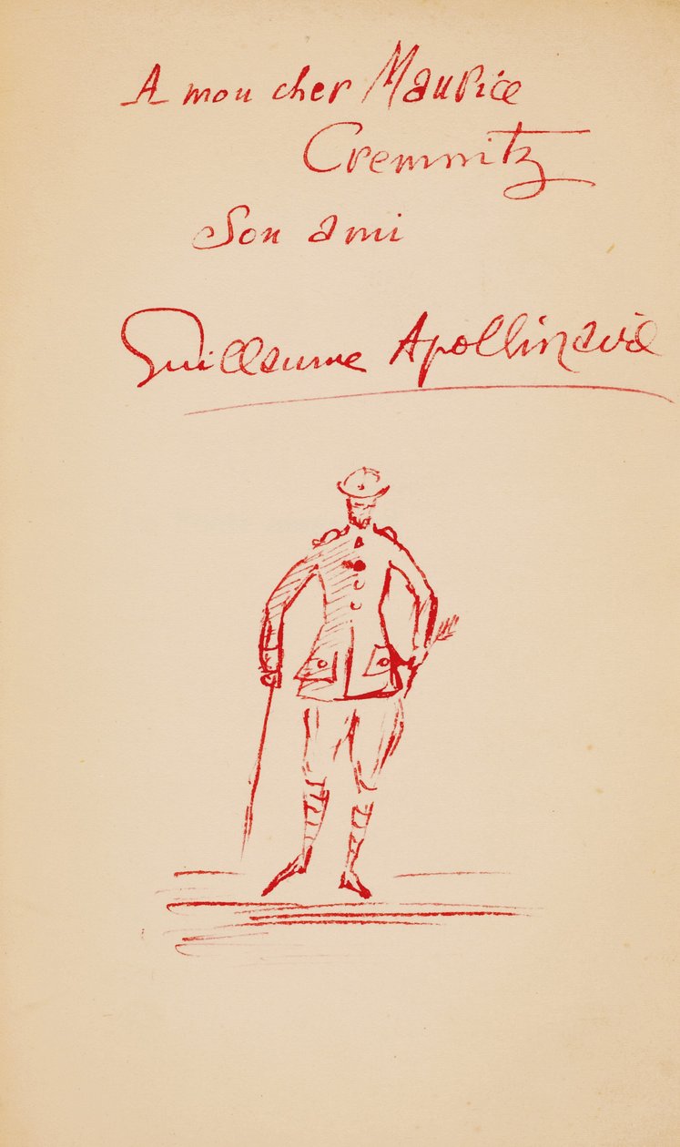 Inskripsjon til Maurice Cremnitz fra "The Murdered Poet", 1916 av Guillaume Apollinaire