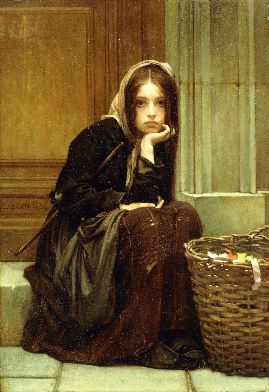 En kurv med bånd, 1869 av Guillaume Charles Brun
