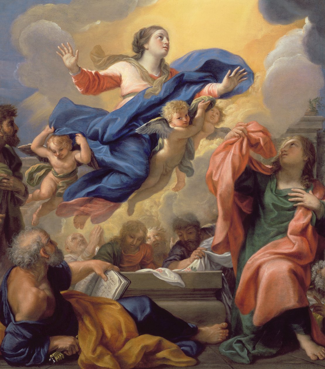 The Assumption of the Virgin olje på lerret av Guillaime Courtois