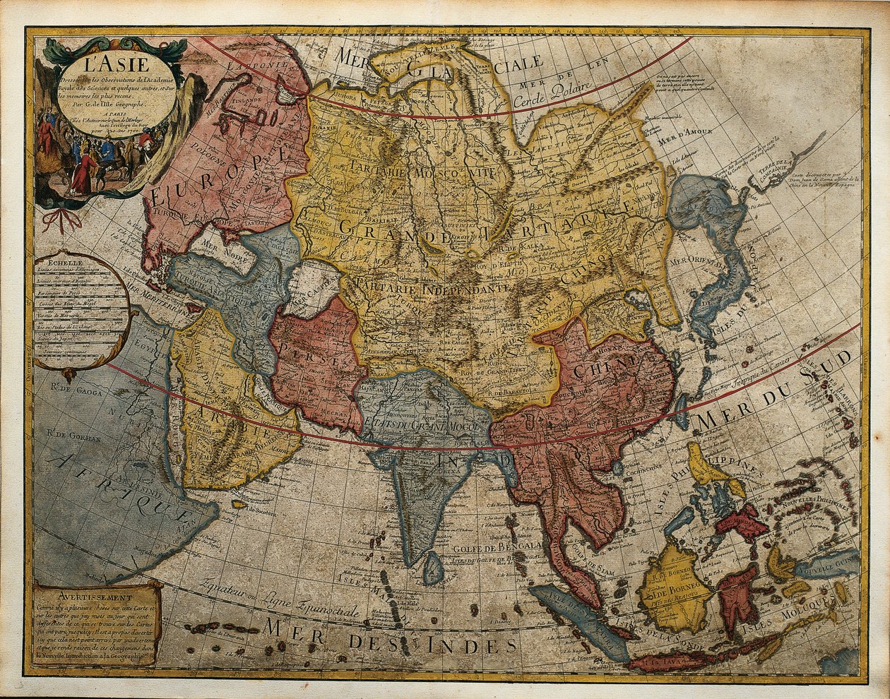 Kart over Asia, av Guillaume de L