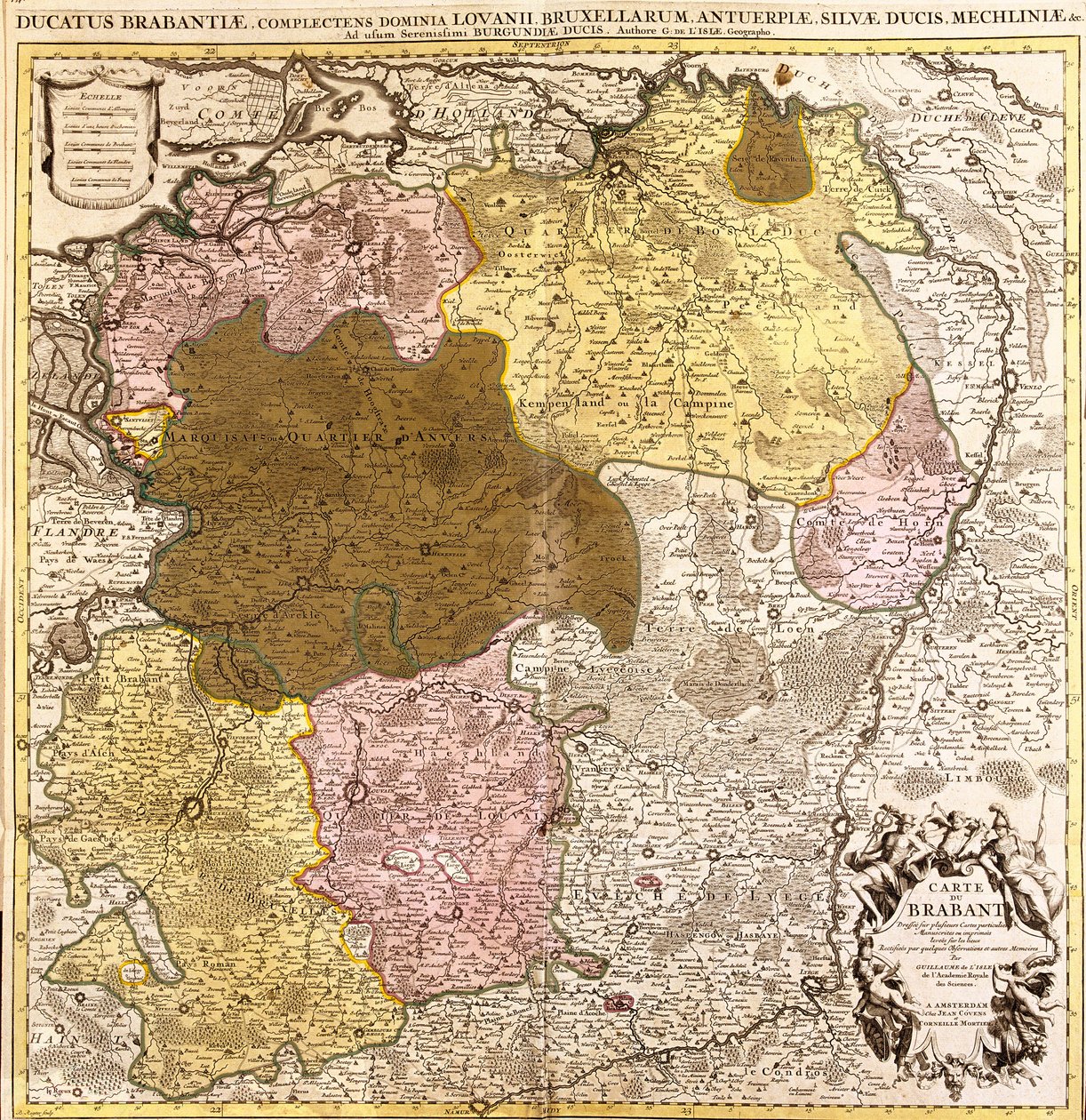 Kart over Brabant (Belgia og Nederland)(etsing av Guillaume Delisle