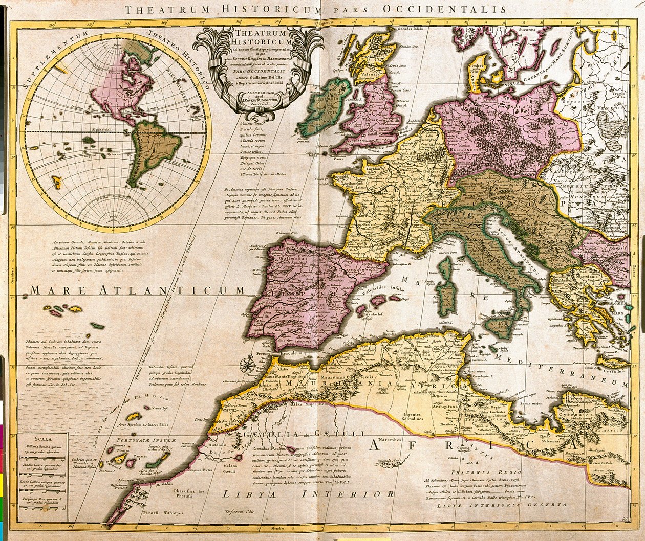 Kart over Europa og Nord-Afrikas kyster (etsing av Guillaume Delisle