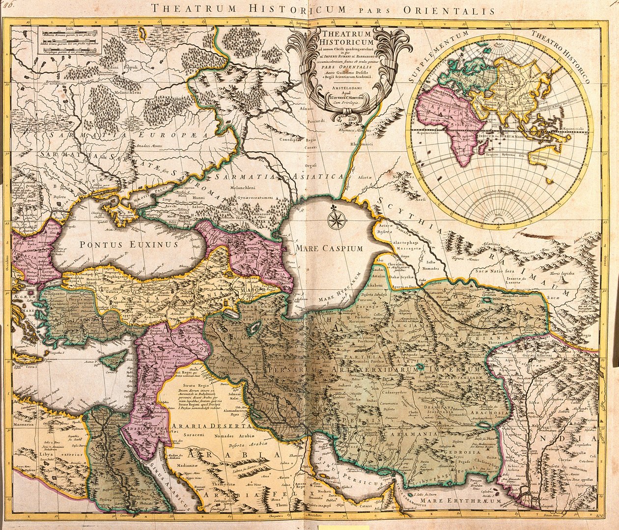 Kart over nabolandene i Det kaspiske hav (Russland, Armenia, Persia, Kasakhstan, Turkmenistan) (radering av Guillaume Delisle