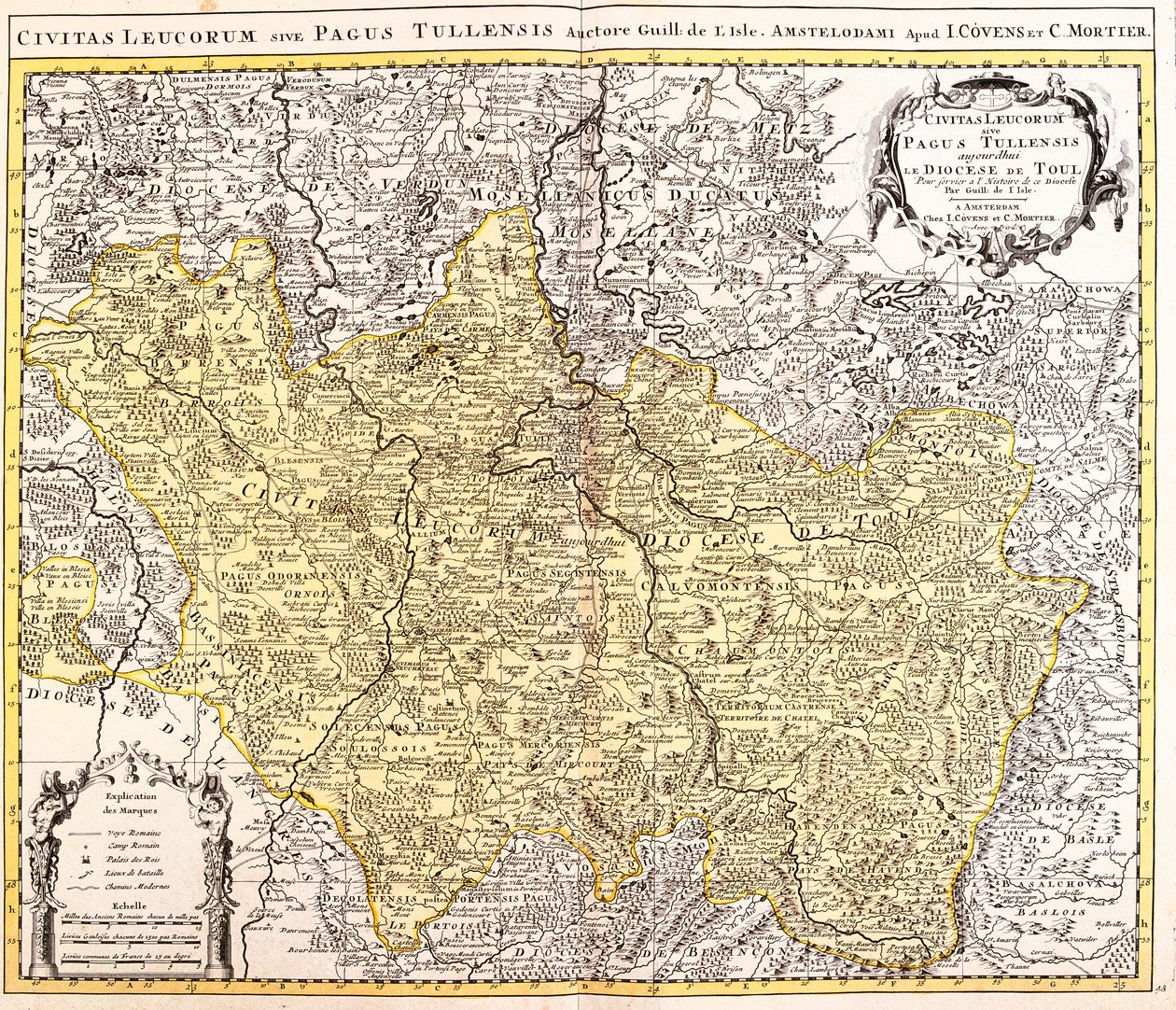 Kart over bispedømmet Toul (Lorraine, Frankrike) (radering av Guillaume Delisle