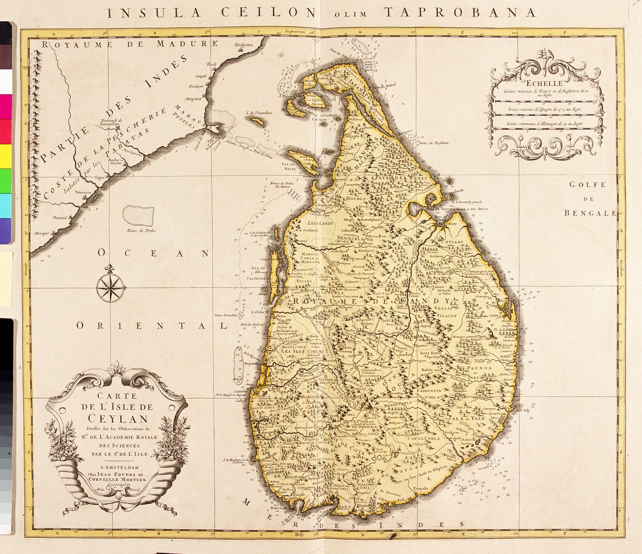 Kart over øya Ceylon (Sri Lanka) (radering av Guillaume Delisle