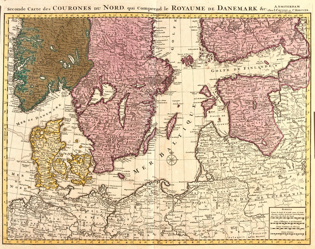 Kart over de nordlige rikene (Danmark, Sverige, Norge og Finland) (radering av Guillaume Delisle