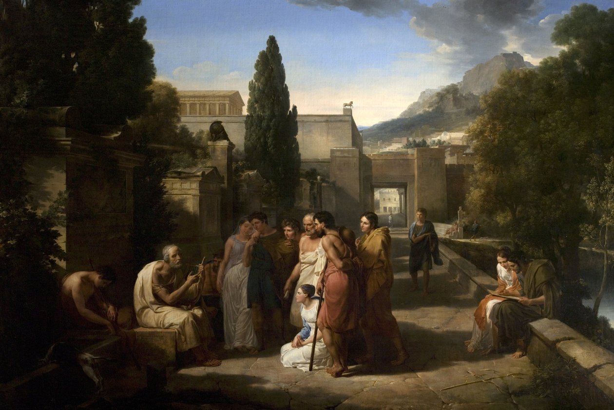 Homer synger sin Iliaden ved porten til Athen, 1811 av Guillaume Guillon Lethière