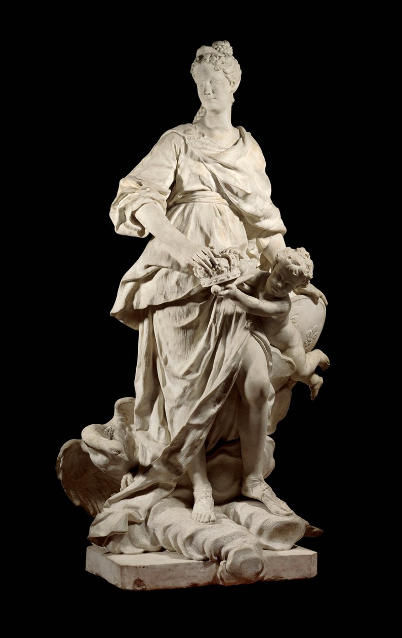 Portrett av Marie Lescszinska, dronning av Frankrike (Leczinska, Lescszinka eller Leszinka) (1703-1768) Dronning av Frankrike i Junon-marmorskulptur av Guillaume Coustou (1677-1746) 1725 rundt Paris, Musee du Louvre av Guillaume I Coustou
