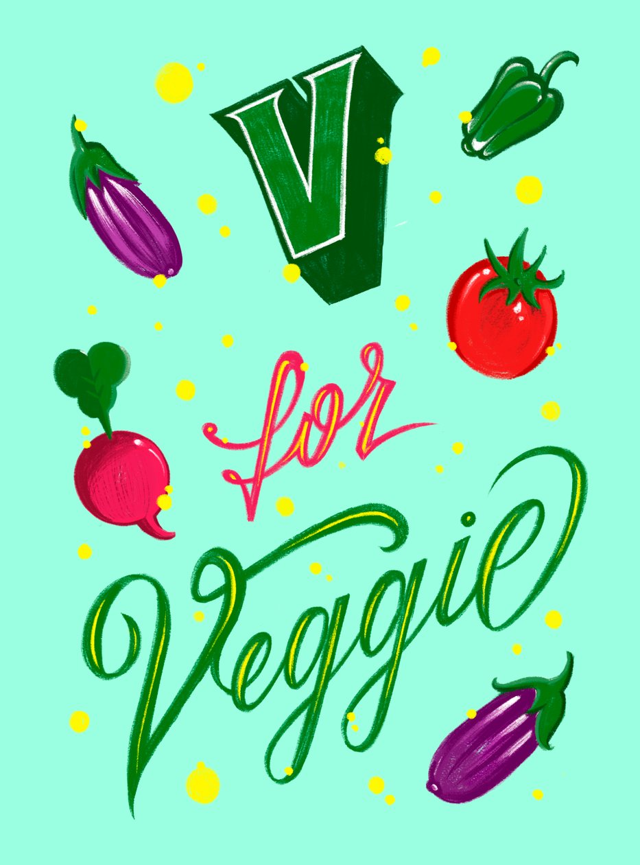V FOR VEGGIE, 2025 (digital kunst) av Guillaume Laserson