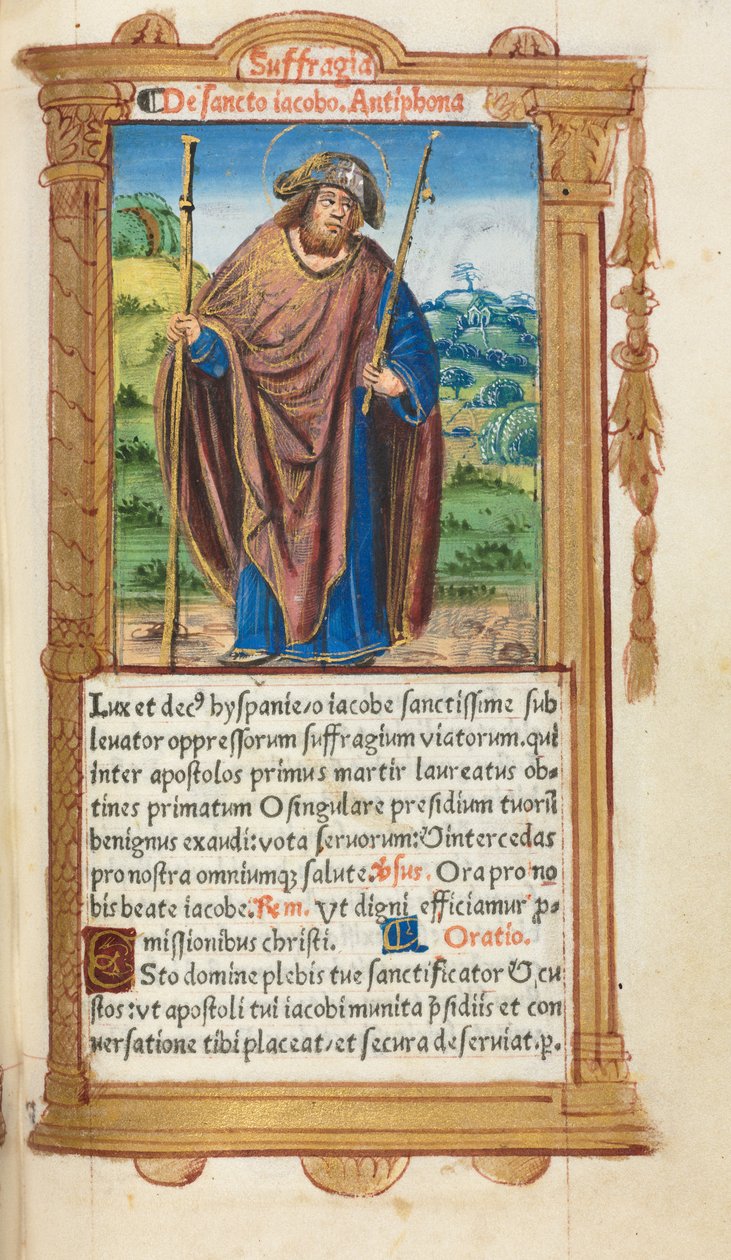 Trykt Timebok Bruk av Roma: fol. 100r, St. James the Greater, 1510. av Guillaume Le Rouge