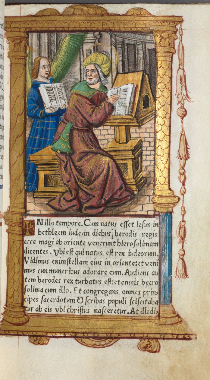 Trykt Timebok Bruk av Roma: fol. 19r, St. Matteus, 1510. av Guillaume Le Rouge