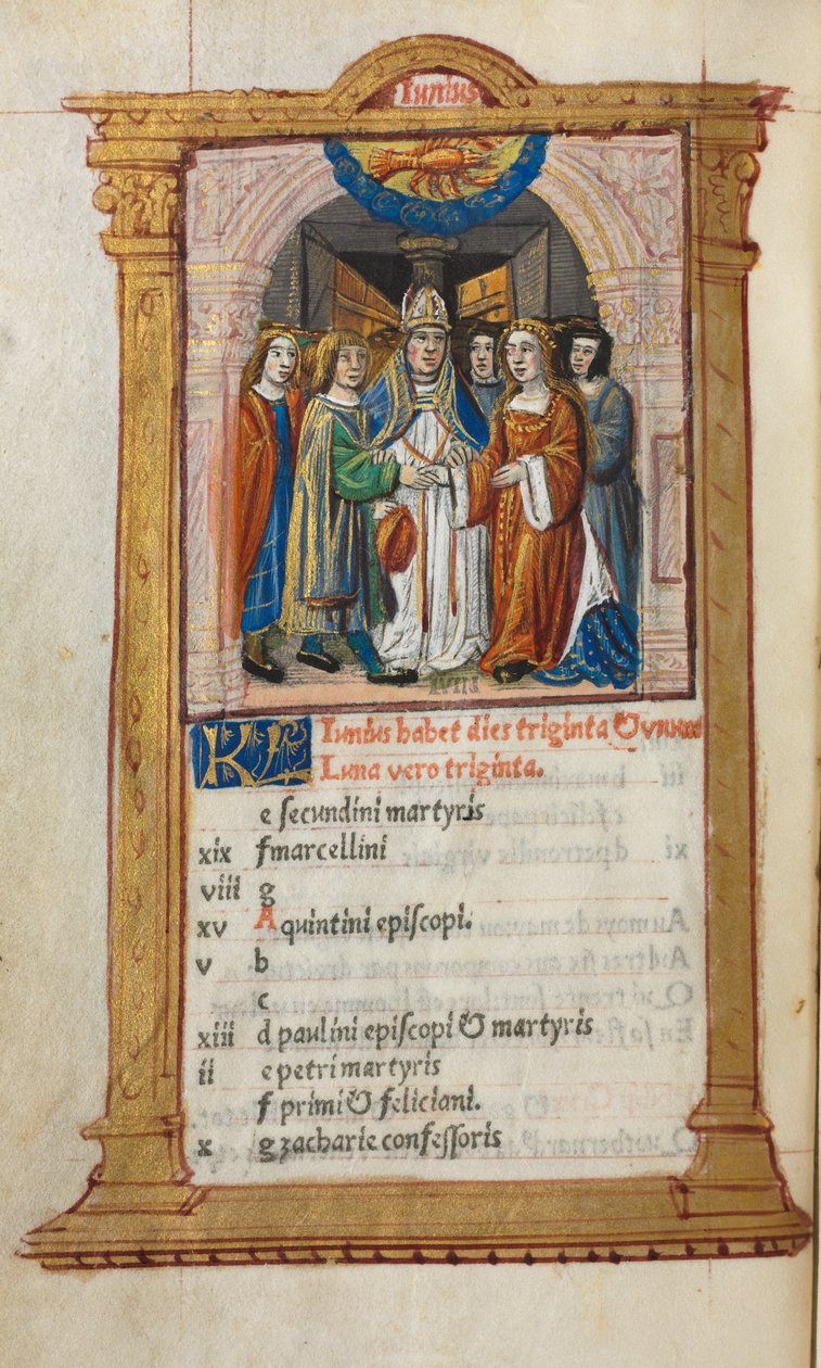 Trykt Timebok Bruk av Roma: fol. 7v, junikalenderillustrasjon, 1510. av Guillaume Le Rouge