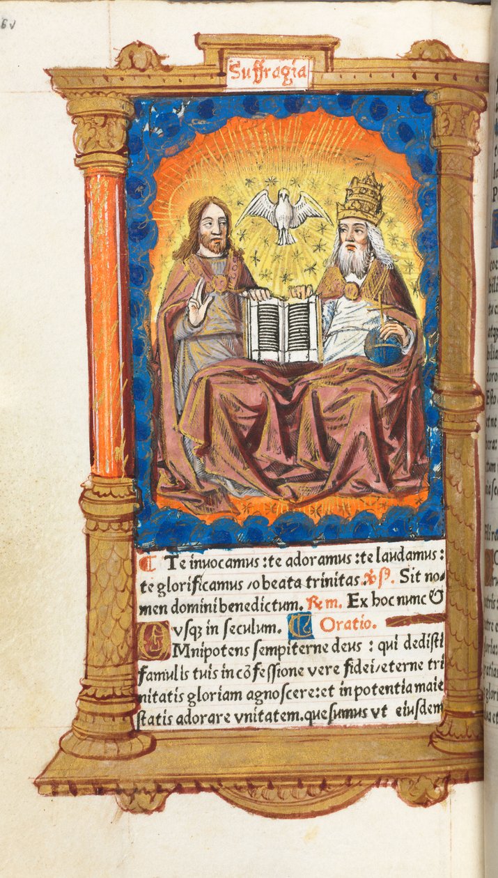 Trykt Timebok Bruk av Roma: fol. 94v, Treenigheten, 1510. av Guillaume Le Rouge