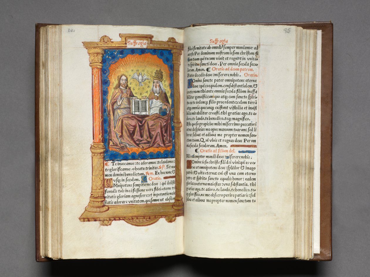 Trykt Timebok Bruk av Roma: fol. 95r, Treenigheten, 1510. av Guillaume Le Rouge