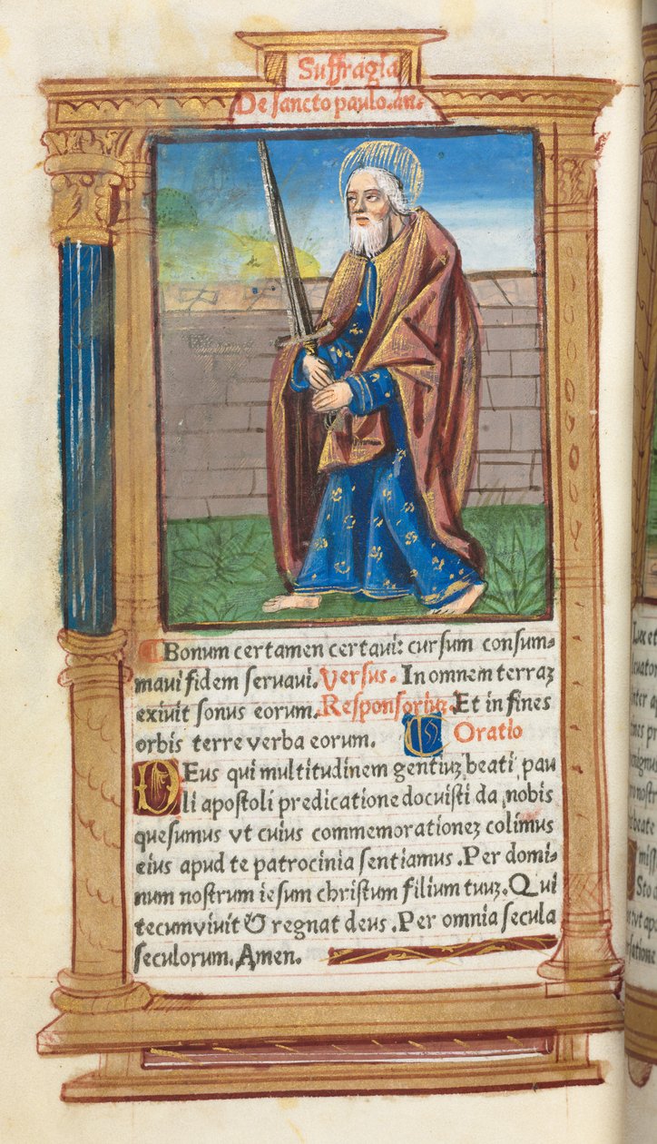 Trykt Timebok Bruk av Roma: fol. 99v, St. Paul, 1510. av Guillaume Le Rouge