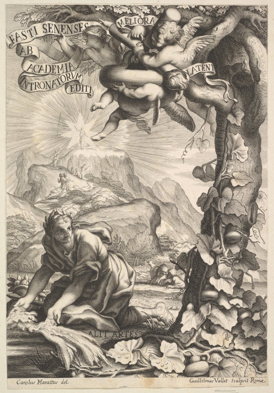 Frontispice av Fasti Senenese, 1645-1704. av Guillaume Vallet
