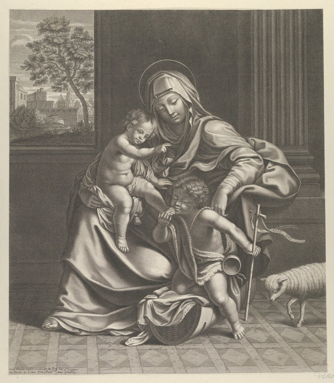 Jomfruen satt med spedbarnet Kristus på fanget..., ca. 1650-1704. av Guillaume Vallet