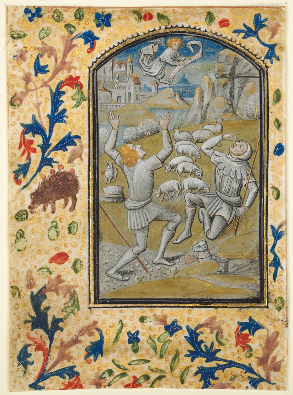 Blad fra en timebok: Coronation of the Virgin, ca. 1470-1480. av Guillaume Vrelant