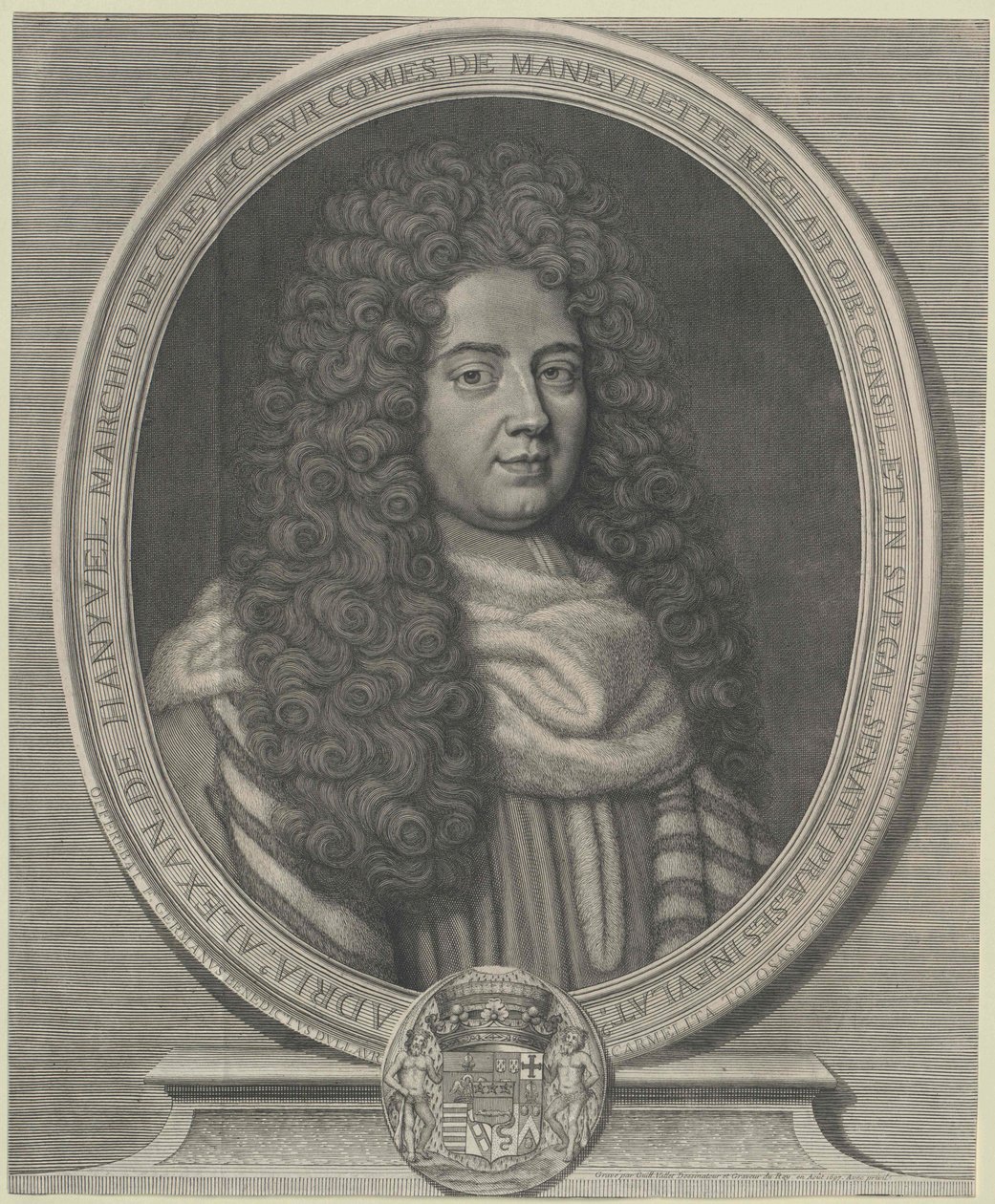 Adrien-Alexandre Marquess greve av Manevilette Crevecoeur (trykk) av Guillelmus Vallet