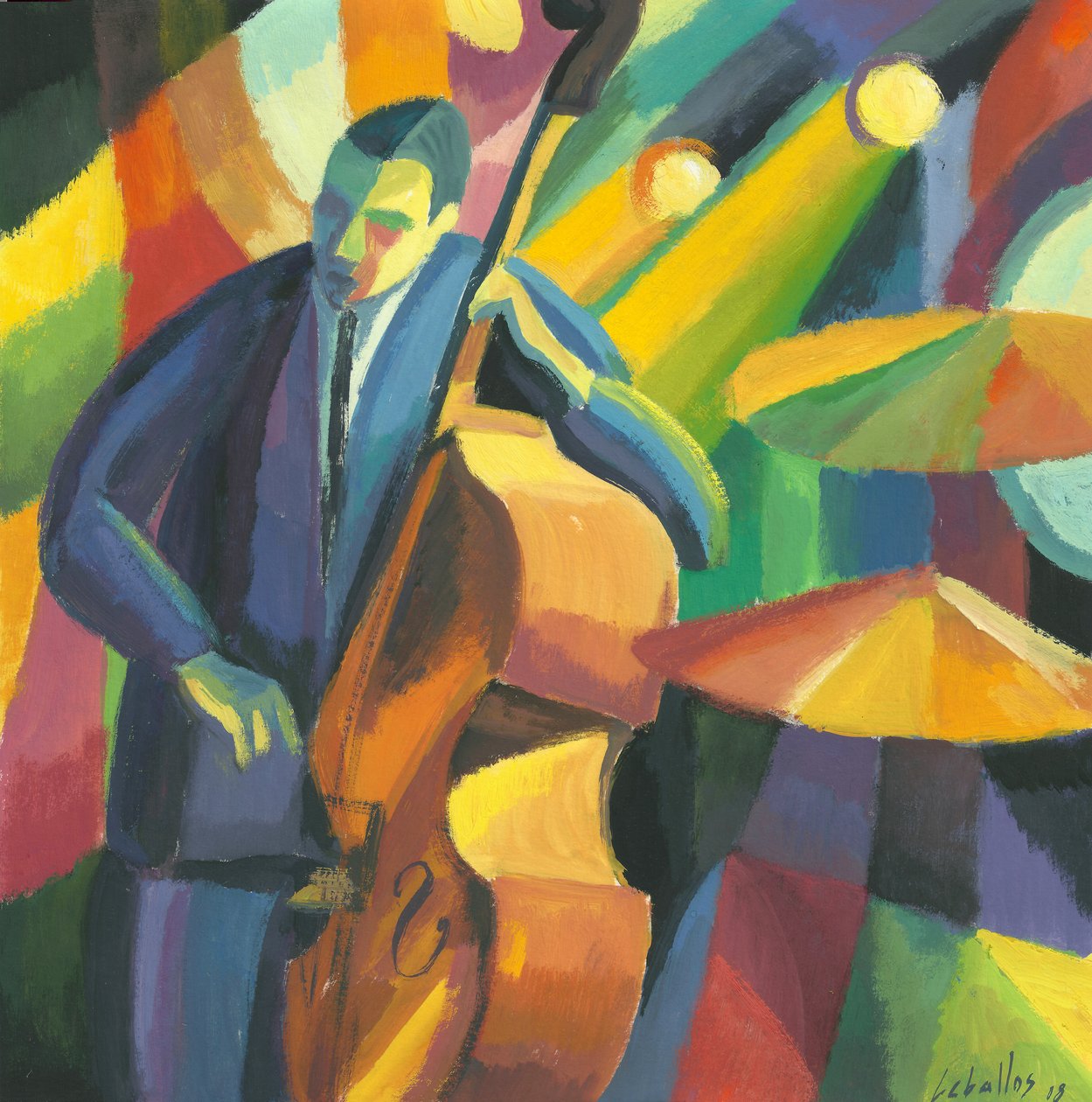 Kontrabassist, 2008 (gouache på papir) av Guillermo Martí Ceballos