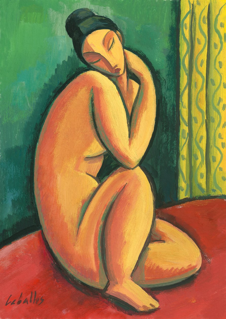 Modigliani naken, 2010 (gouache på papir) av Guillermo Martí Ceballos