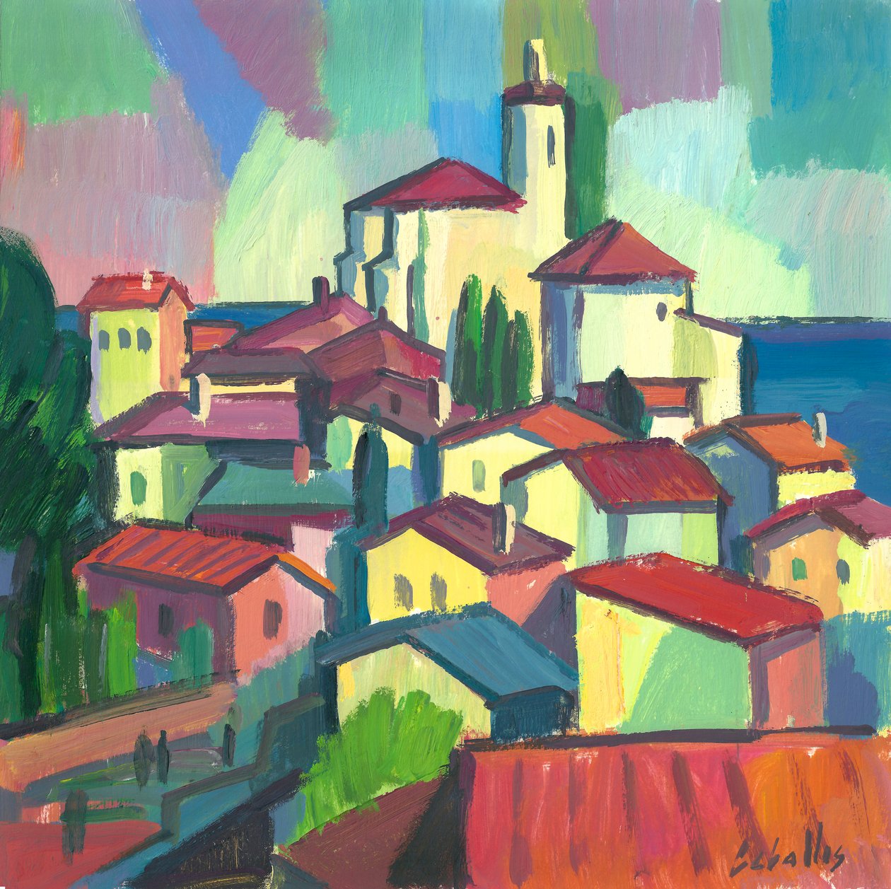 Tak i Cadaqués, 2012 (gouache på papir) av Guillermo Martí Ceballos