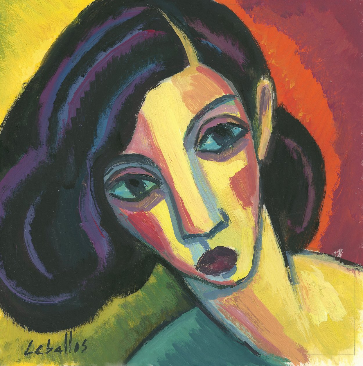 Kvinneansikt på papir, 2010 (gouache på papir) av Guillermo Martí Ceballos