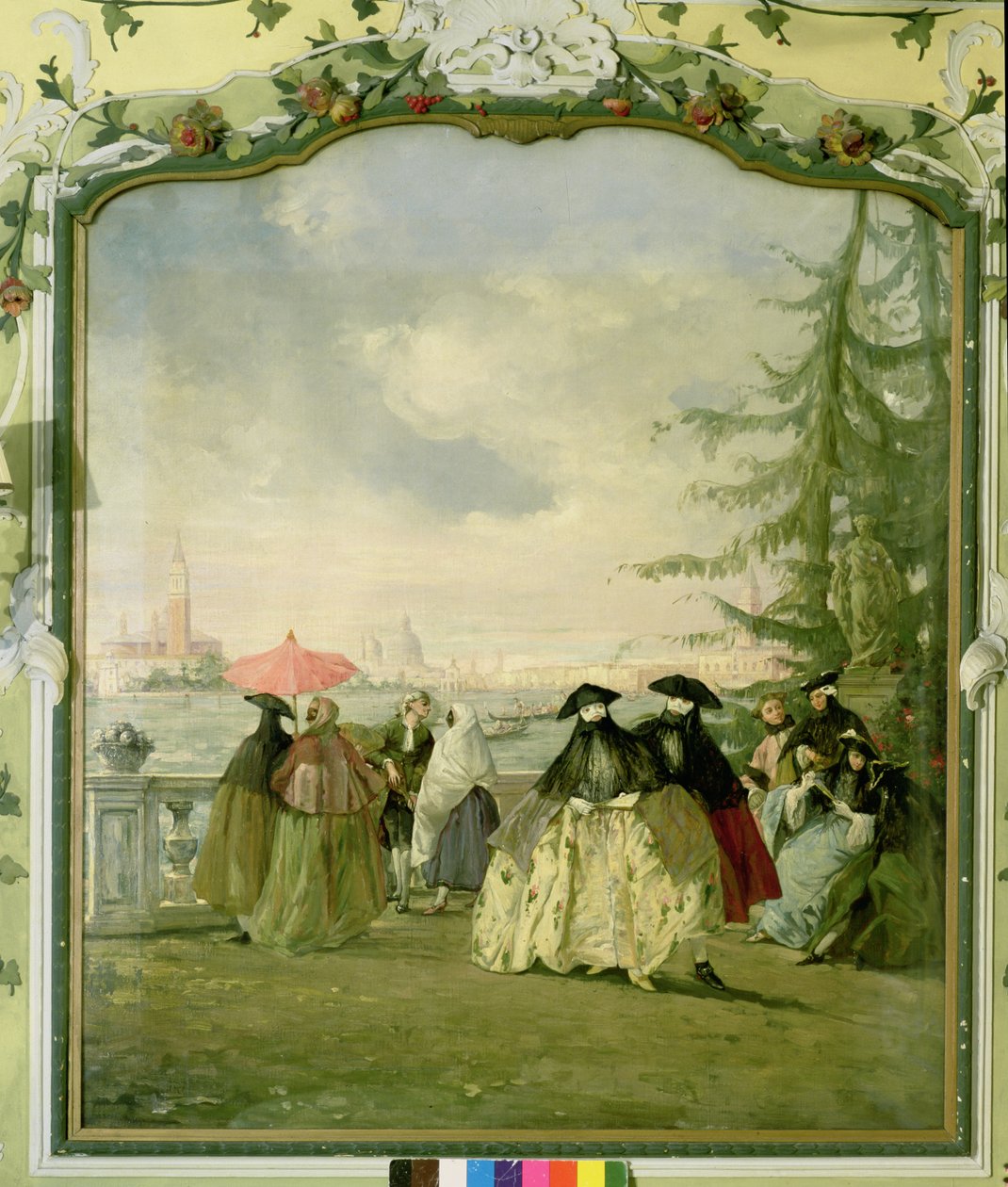Maskert par på Giardini, Venezia av Guiseppe Ponga